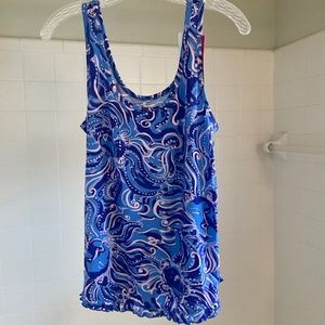 Lilly Pulitzer Ruffle PJ Tank, Coastal Blue Whispurr, Size S